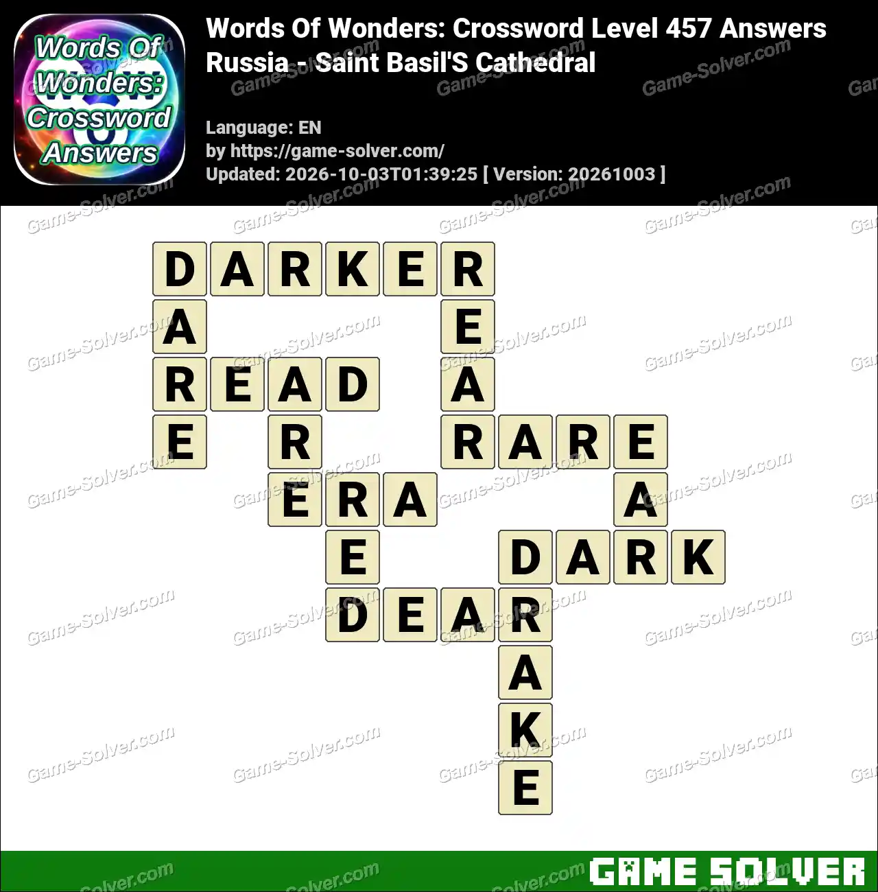 Words Of Wonders: Crossword Level 457 Answers – Russia – Saint Basil’S Cathedral
